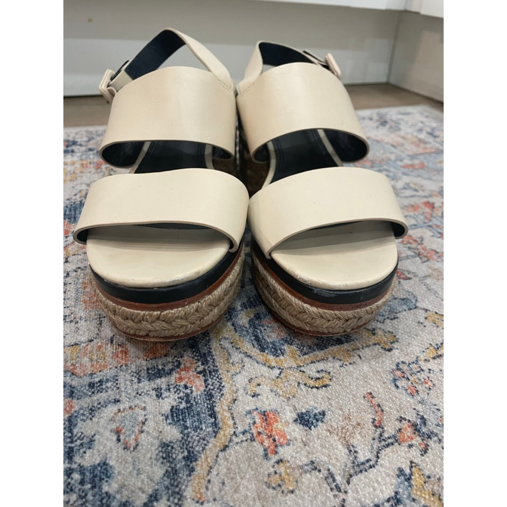 Tory Burch Solana Beige Espadrille Block Heel Platform Sandals 7.5 Preppy Twee - Picture 3 of 9
